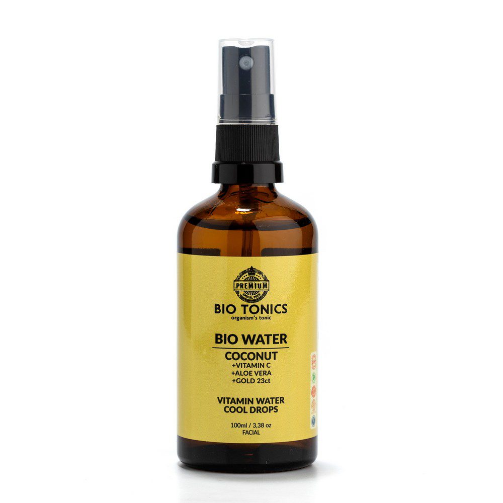 BIO WATER FACIAL - COCONUT + VIT C. + ALOE VERA EXTRACT + 23ct GOLD / VITAMIN WATER . COOL DROPS
