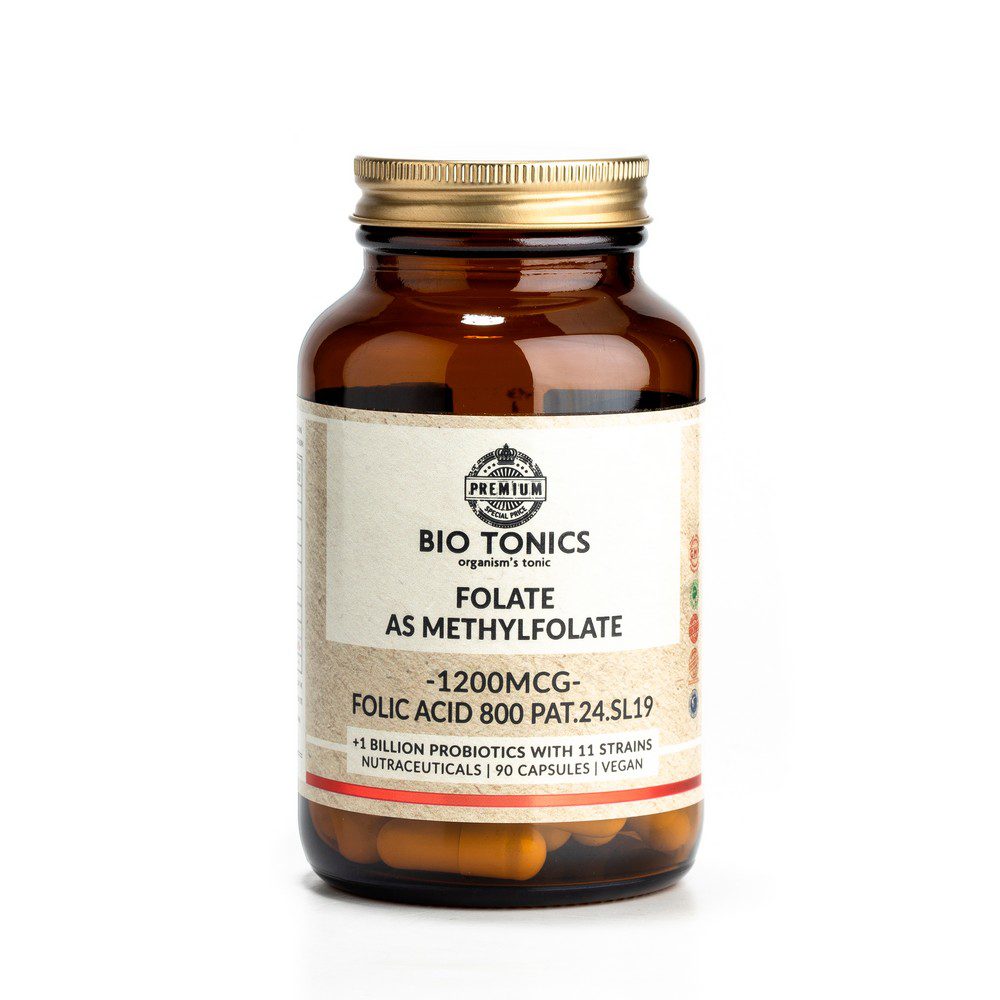 FOLATE as METHYLFOLATE 1200mcg / 90 VEGAN CAPS FOLIC ACID 800 / PAT.24.SL19
