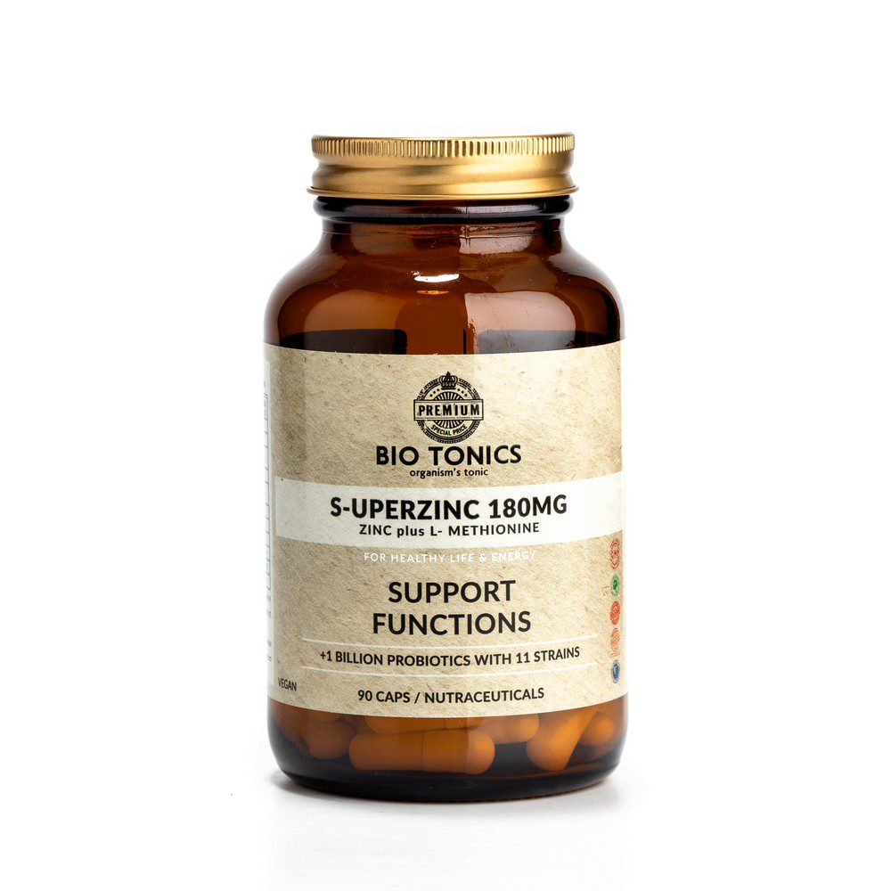 S –UPERZINK Plus L METHIONINE 180mg / 90 VEGAN CAPS - SUPPORT FUNCTIONS